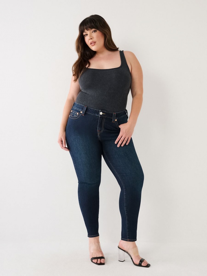 Jeans Skinny True Religion Plus Halle Mid Rise Super Azules Oscuro | 78NDAXSLC