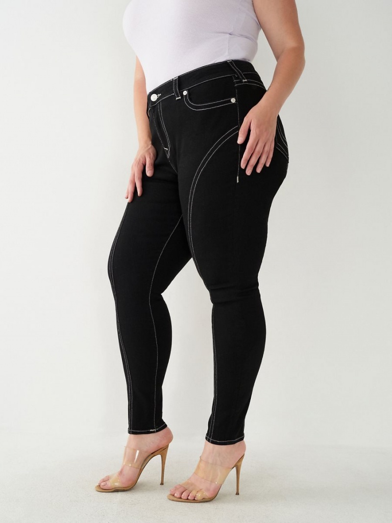 Jeans Skinny True Religion Plus Jennie Mid Rise Curvy Negras | 73PFXTJBO