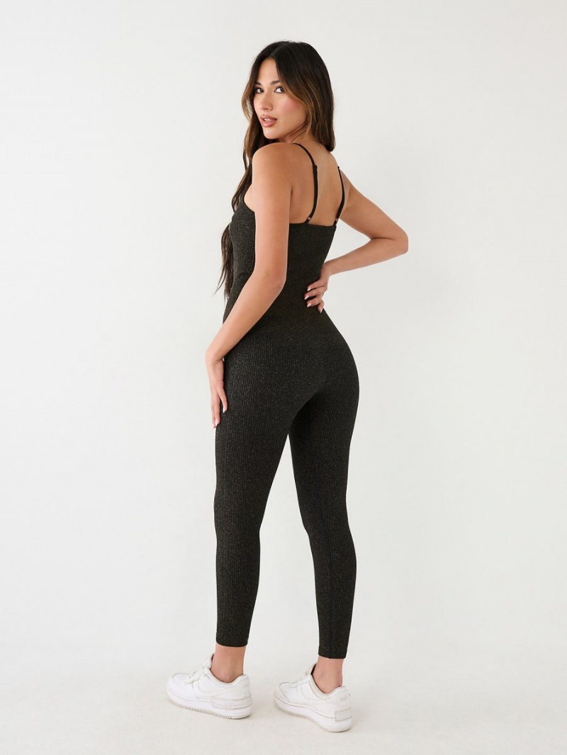 Jumpsuits True Religion Lurex Seamless Negras | 63MOKFLQT