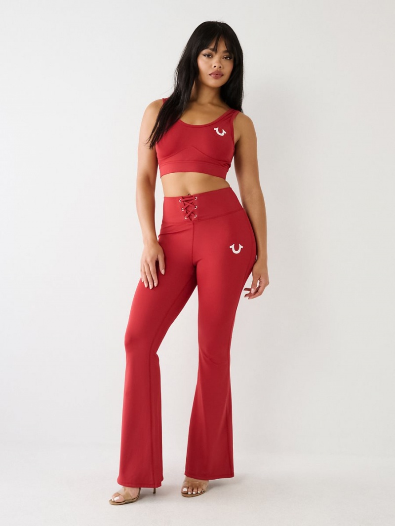 Leggins True Religion High Rise Encaje Up Flare Rojas | 19BNKAGCQ