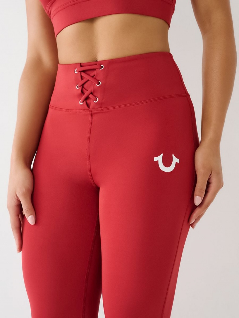 Leggins True Religion High Rise Encaje Up Flare Rojas | 19BNKAGCQ