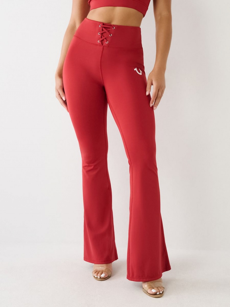 Leggins True Religion High Rise Encaje Up Flare Rojas | 19BNKAGCQ