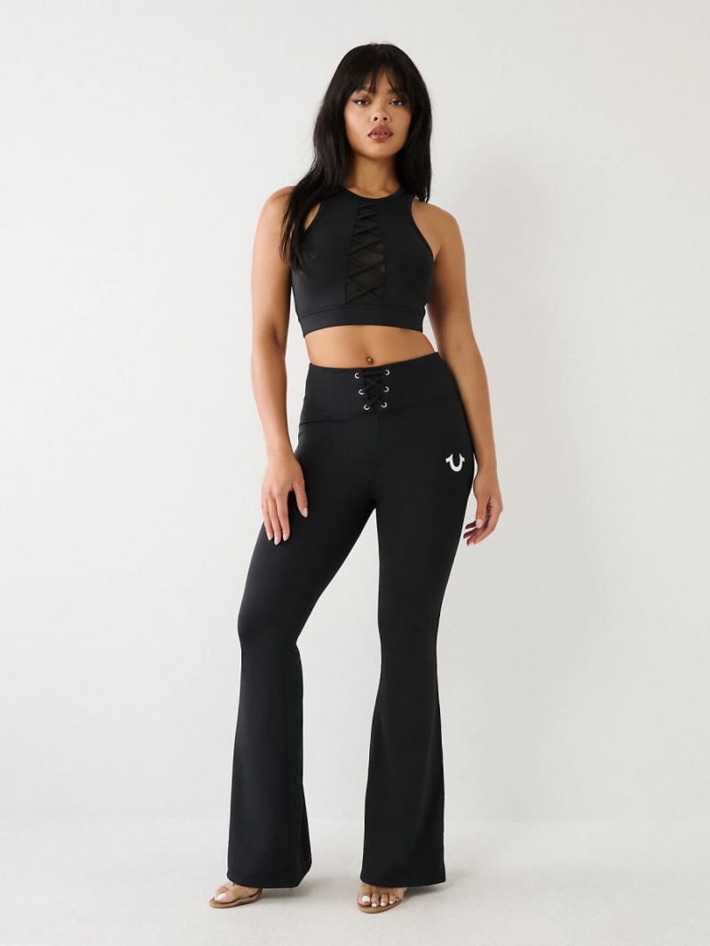 Leggins True Religion High Rise Encaje Up Flare Negras | 87RABGTVH