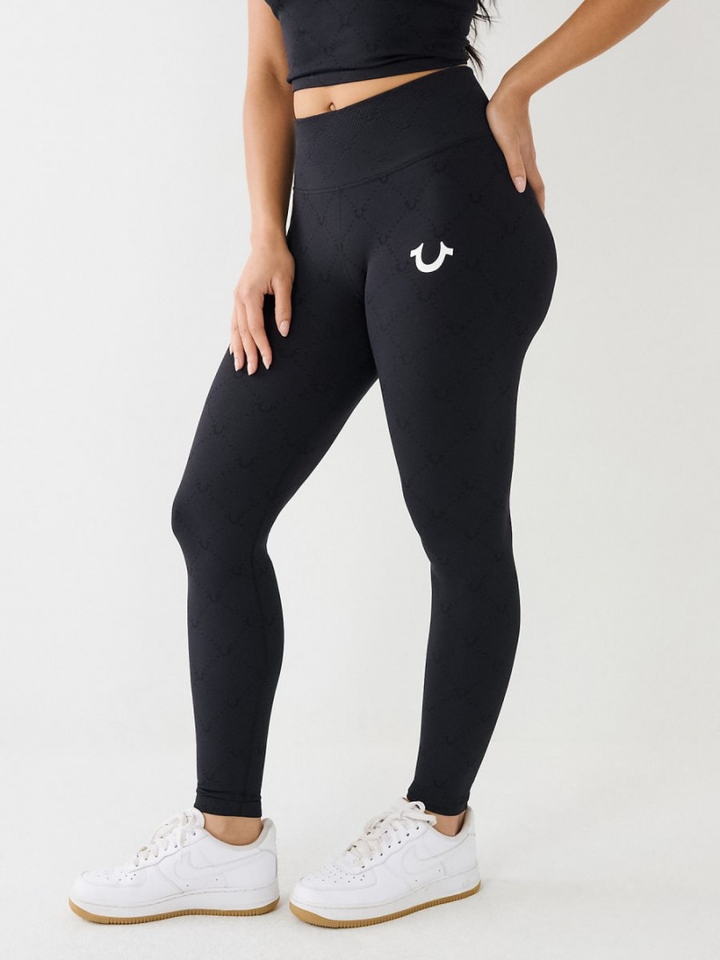 Leggins True Religion Horseshoe Jacquard Negras | 86EDKOGYA