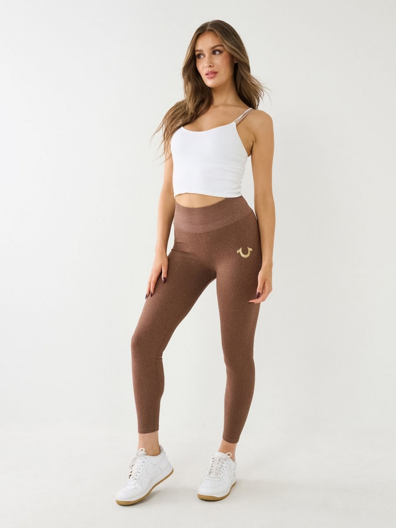 Leggins True Religion Horseshoe Logo Seamless Lurex MOCHA | 57KHBAJSP