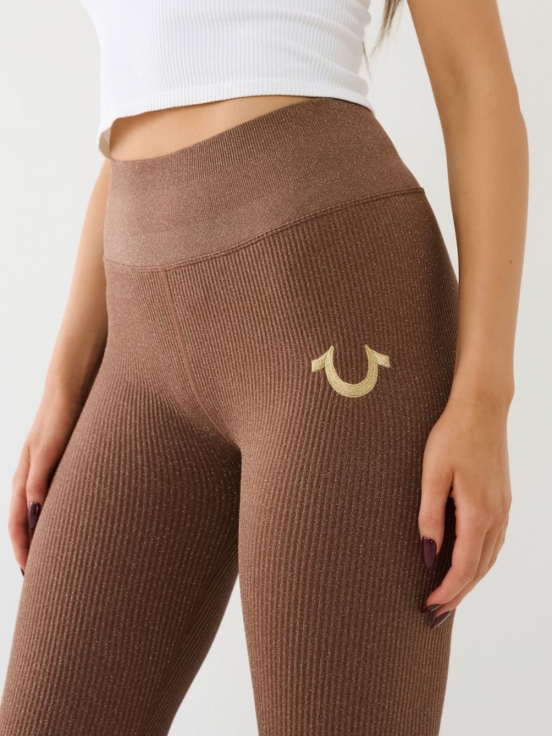 Leggins True Religion Horseshoe Logo Seamless Lurex MOCHA | 57KHBAJSP