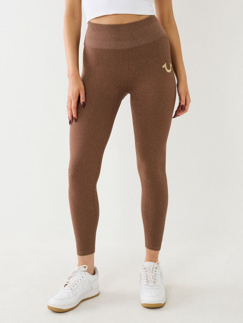 Leggins True Religion Horseshoe Logo Seamless Lurex MOCHA | 57KHBAJSP