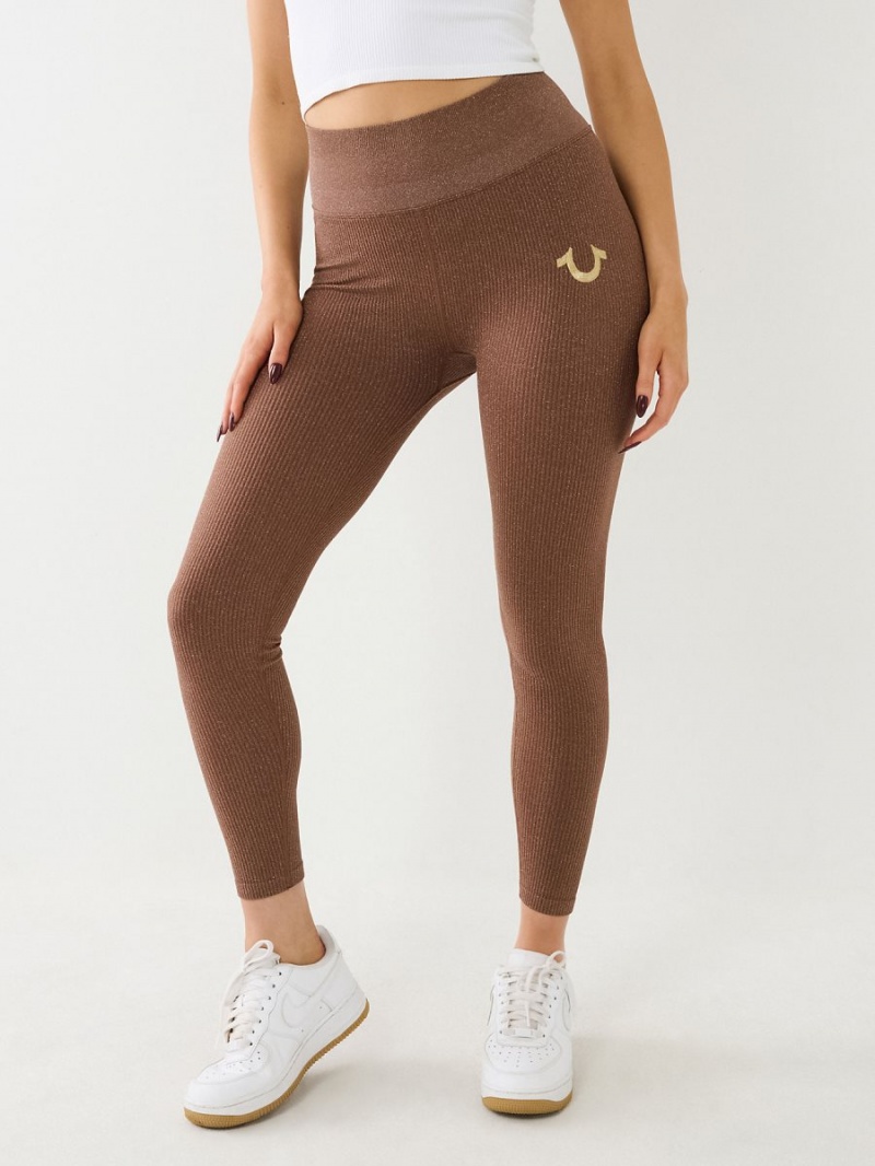 Leggins True Religion Horseshoe Logo Seamless Lurex MOCHA | 57KHBAJSP