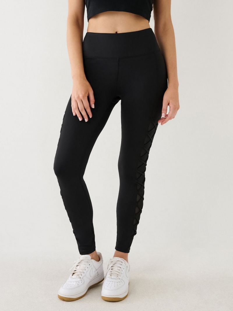 Leggins True Religion Mesh Encaje Up High Rise Negras | 70HOMYLWF