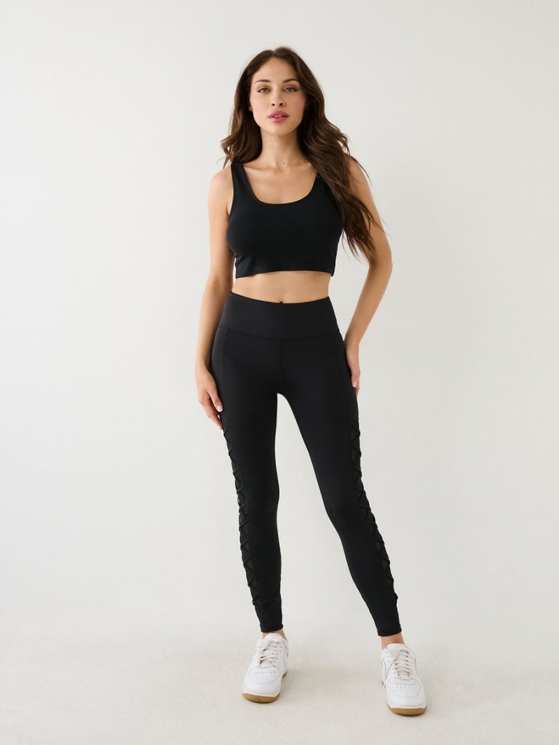 Leggins True Religion Mesh Encaje Up High Rise Negras | 70HOMYLWF