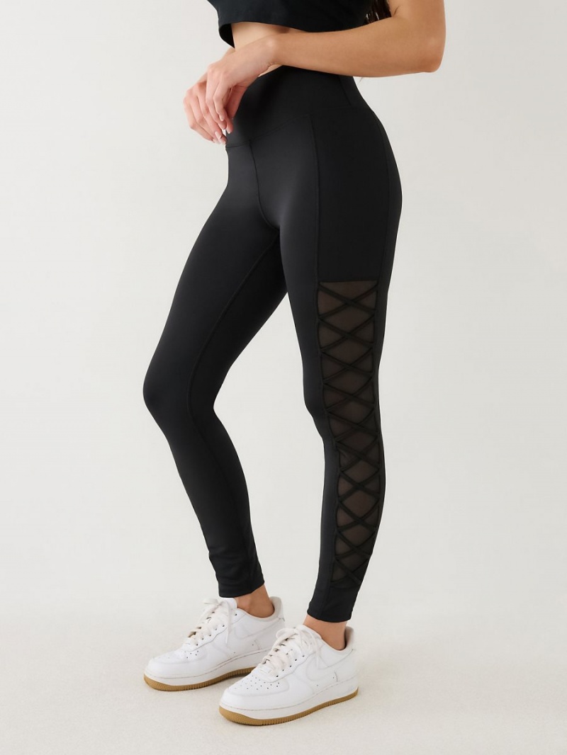 Leggins True Religion Mesh Encaje Up High Rise Negras | 70HOMYLWF