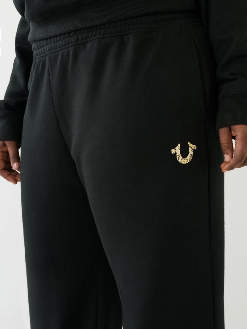 Pantalones Jogger True Religion Anchos Leg Logo Negras | 28DBGFEYJ