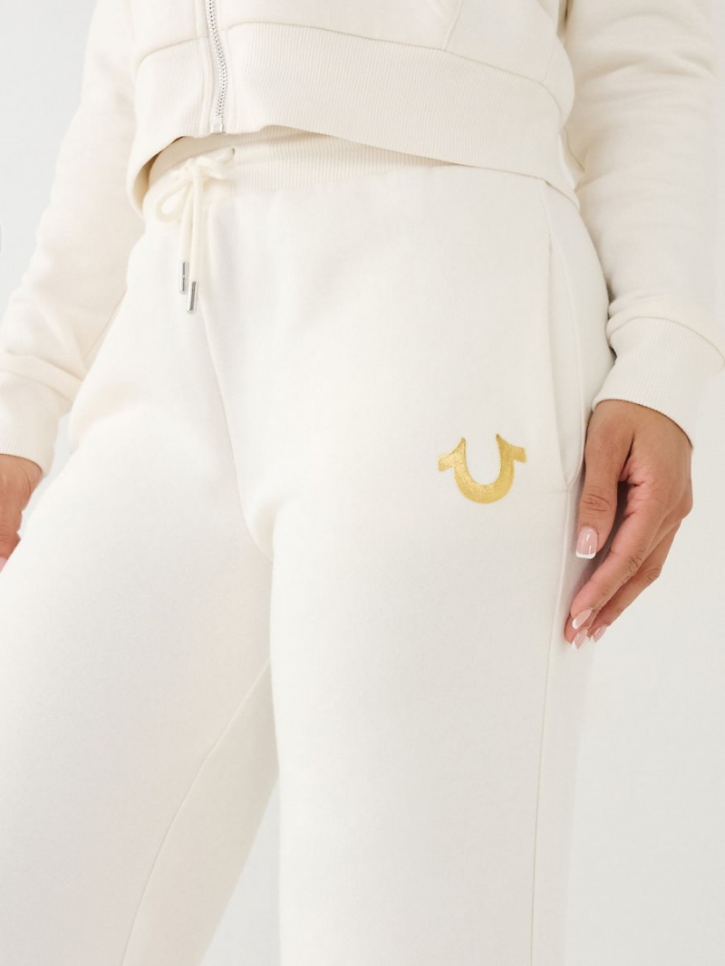 Pantalones Jogger True Religion Anchos Leg Logo Blancas | 98ERKBZYO