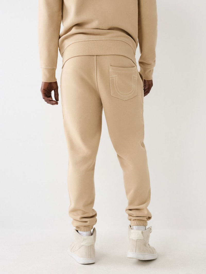 Pantalones Jogger True Religion Big T Logo Beige | 20IOHBMSA