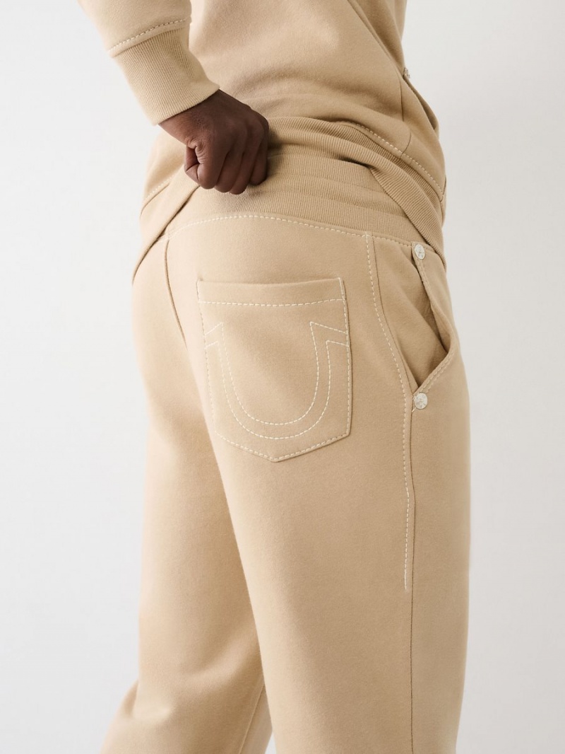 Pantalones Jogger True Religion Big T Logo Beige | 20IOHBMSA