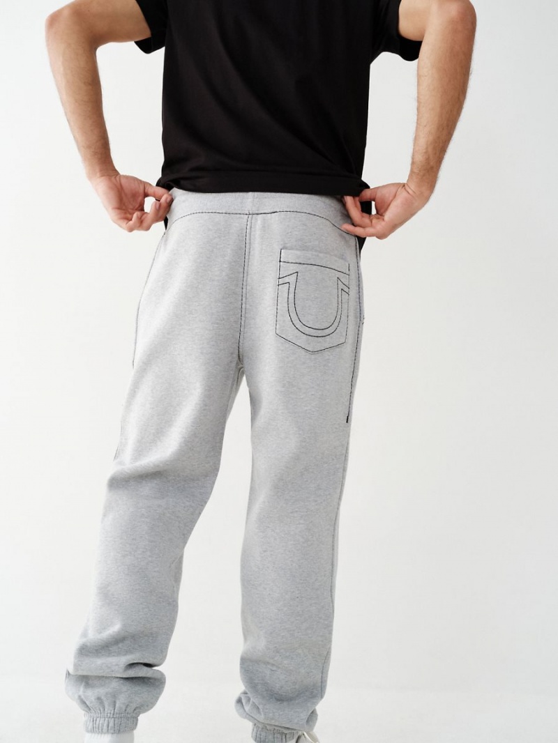 Pantalones Jogger True Religion Big T Logo Gris Negras | 62PLYTAZM