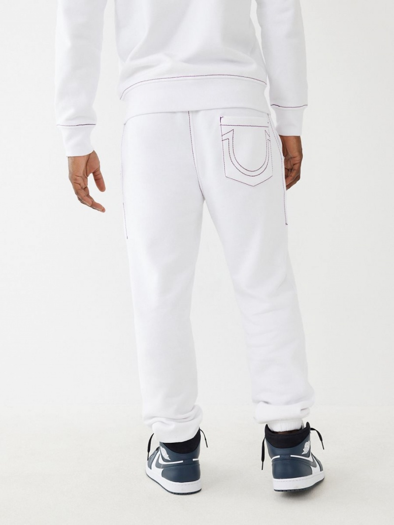 Pantalones Jogger True Religion Big T Logo Blancas | 47PFWATKX