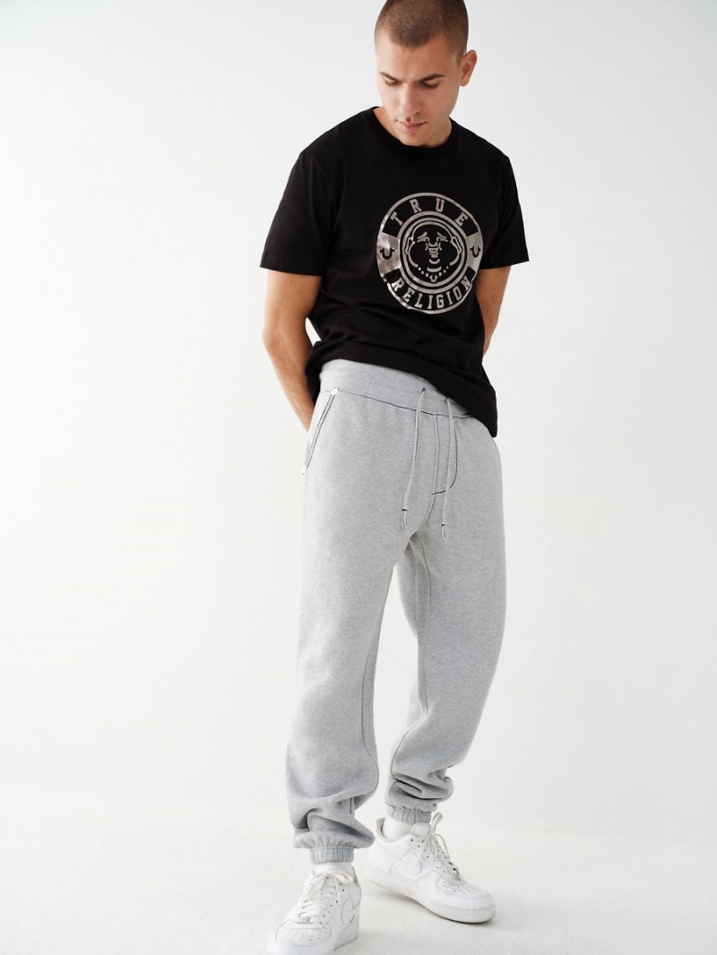 Pantalones Jogger True Religion Big T Logo Gris Negras | 97JEPOCSV