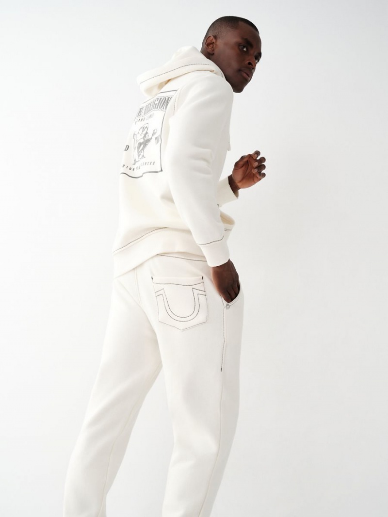 Pantalones Jogger True Religion Big T Logo Blancas | 43GNQIXPC