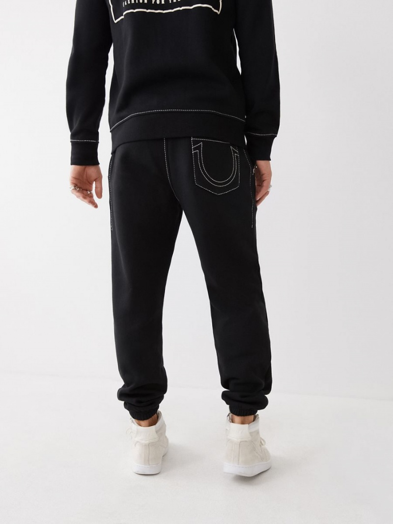 Pantalones Jogger True Religion Big T Logo Negras | 86WPYDACN