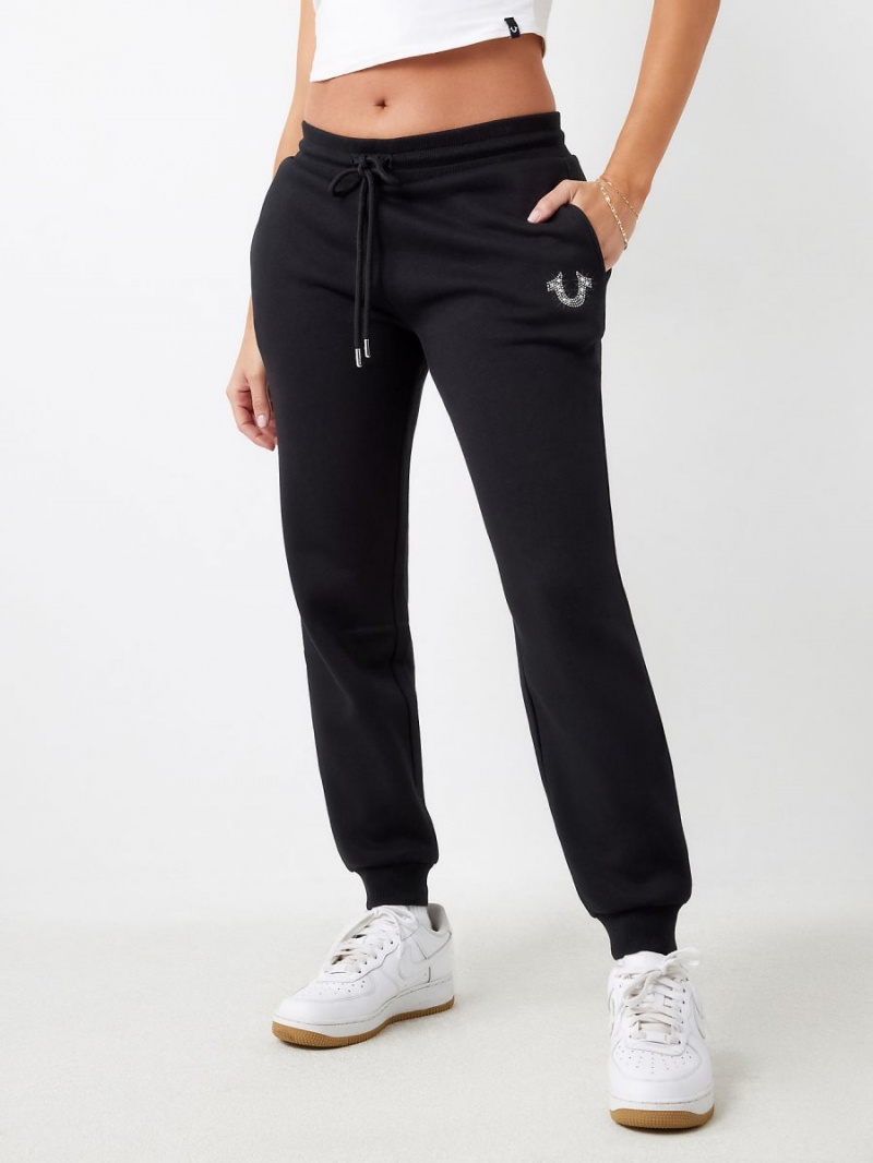 Pantalones Jogger True Religion Crystal Horseshoe Mid Rise Negras | 37CWBRAYH