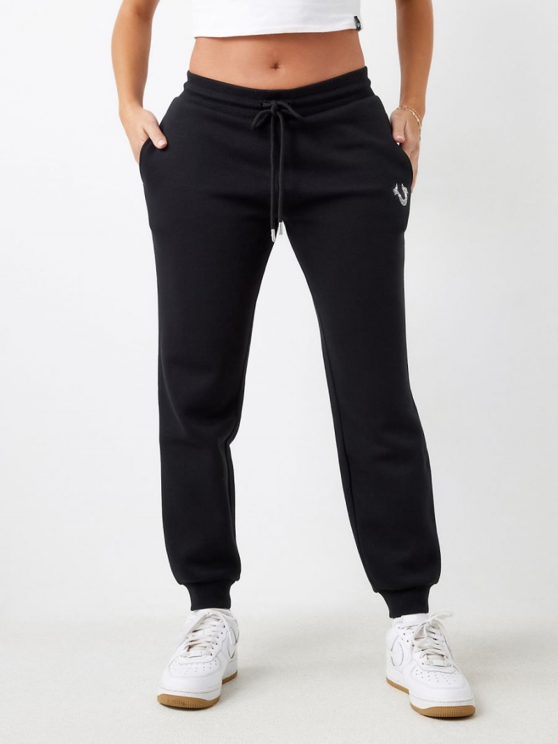 Pantalones Jogger True Religion Crystal Horseshoe Mid Rise Negras | 37CWBRAYH