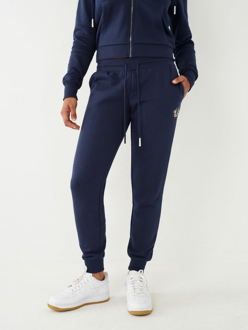 Pantalones Jogger True Religion Crystal Logo Navy/Sapphire | 21VSNOJTL