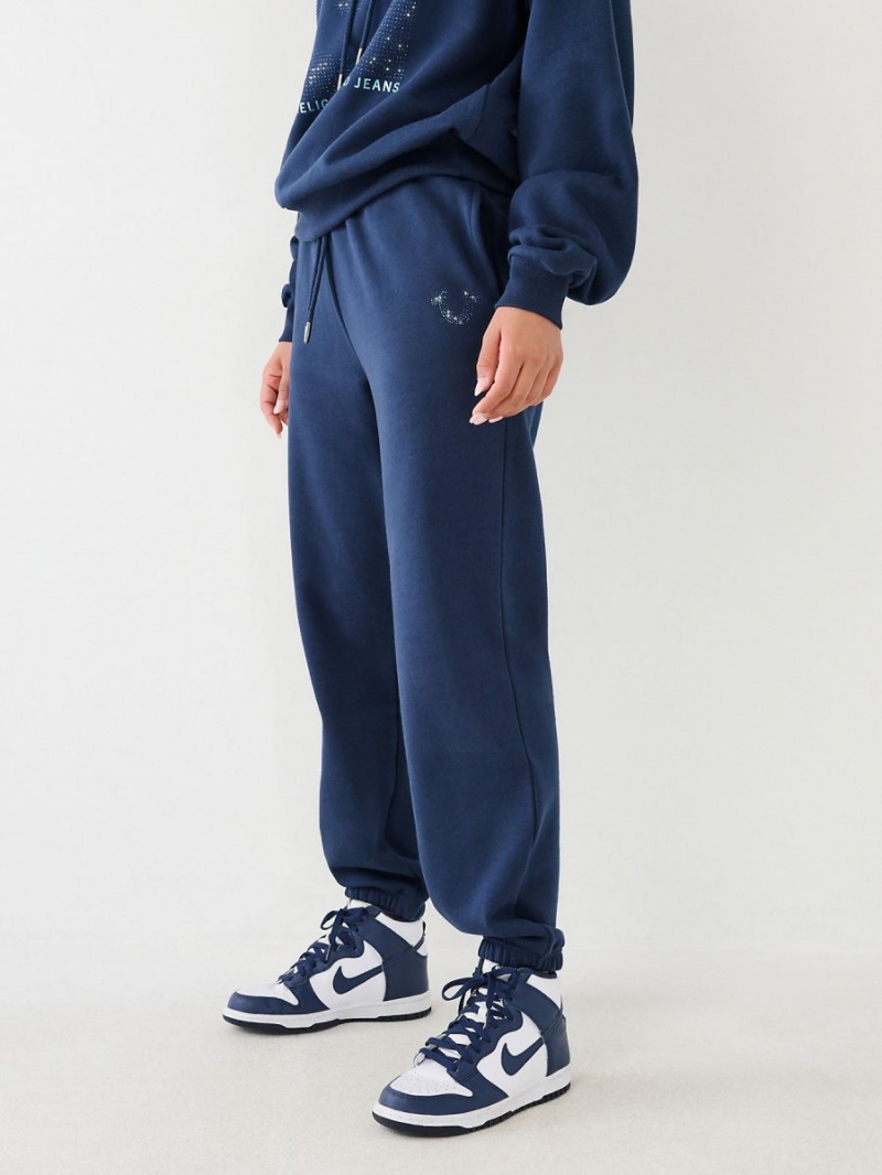 Pantalones Jogger True Religion Crystal Relaxed Navy/Sapphire | 53MRUTEGK