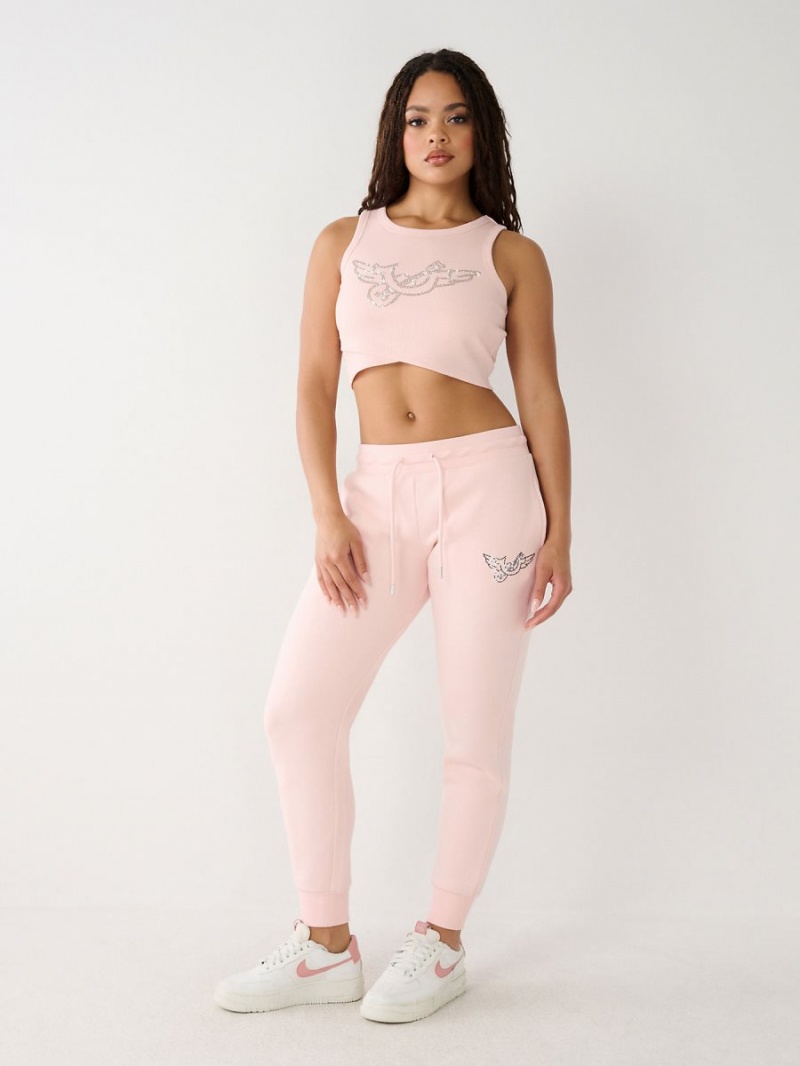 Pantalones Jogger True Religion Crystal Logo Rosas | 46GVCHMIW