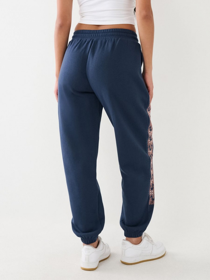 Pantalones Jogger True Religion Crystal Horseshoe Box High Rise Boyfriend Navy/Sapphire | 37ATNFGYP