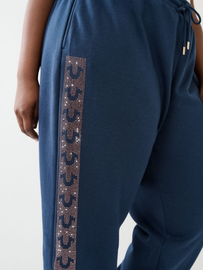 Pantalones Jogger True Religion Crystal Horseshoe Box High Rise Boyfriend Navy/Sapphire | 71UBJEDFZ