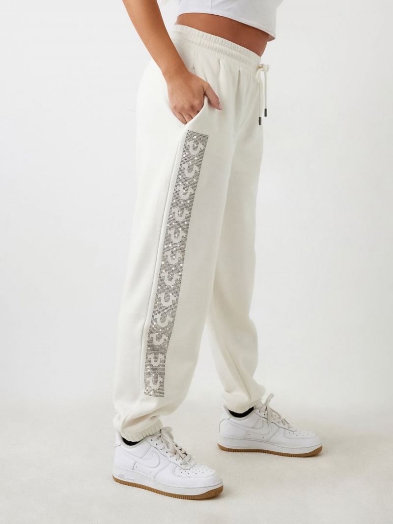 Pantalones Jogger True Religion Crystal Horseshoe Box High Rise Boyfriend Blancas | 87NMSEDVP