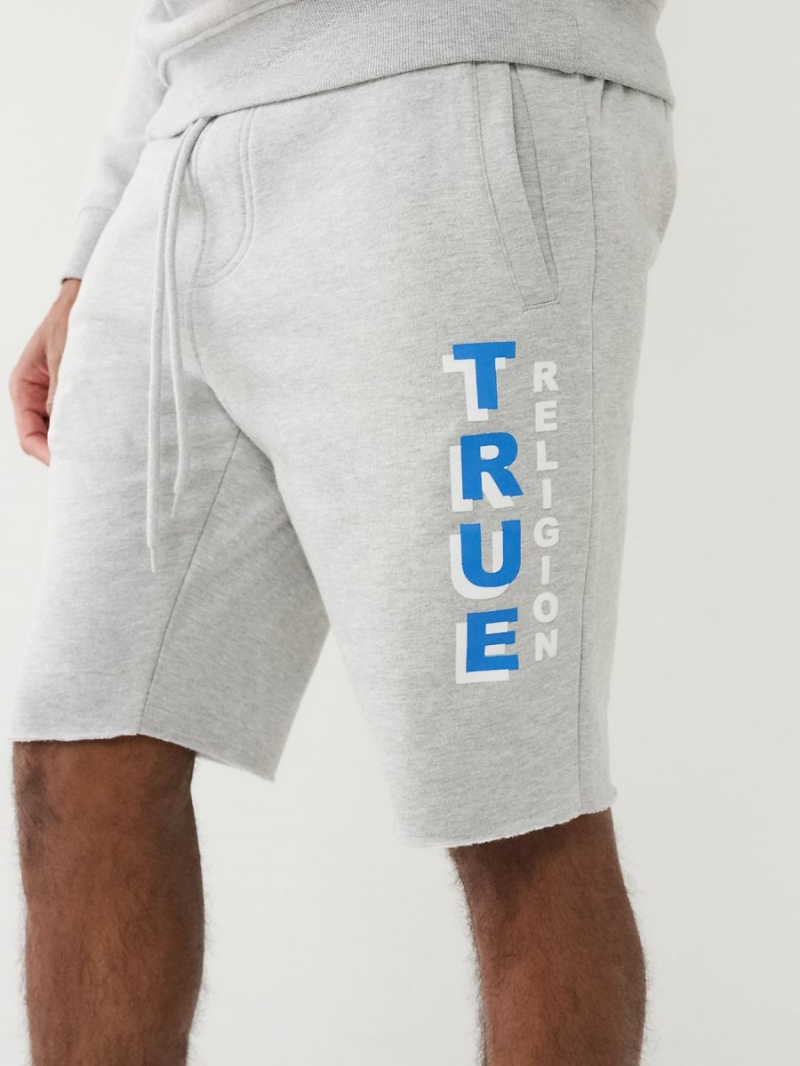 Pantalones Jogger True Religion Flocked Logo Fleece Raw Hem Gris | 39BMDOFKY