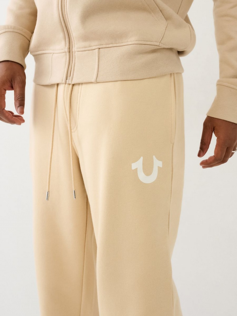 Pantalones Jogger True Religion Horseshoe Logo Fleece Drawstring SEMOLINA | 93HOCTIMK