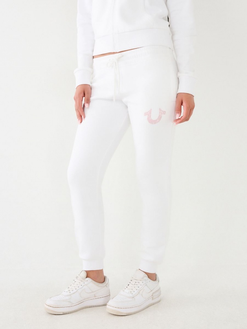 Pantalones Jogger True Religion Logo Blancas | 53XSIHFZN