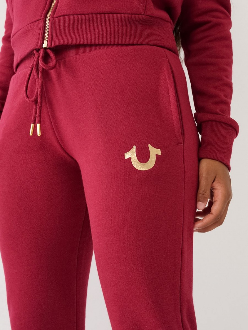 Pantalones Jogger True Religion Logo Cranberry | 12COBXQAF