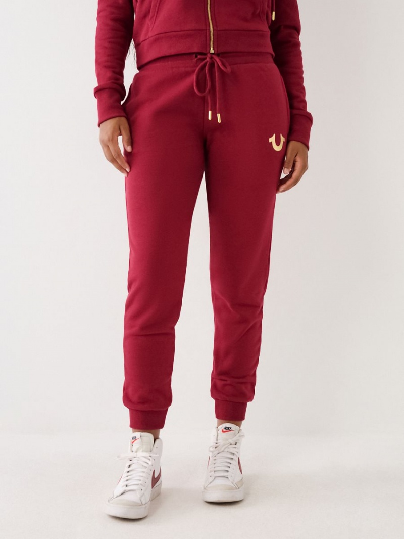 Pantalones Jogger True Religion Logo Cranberry | 12COBXQAF