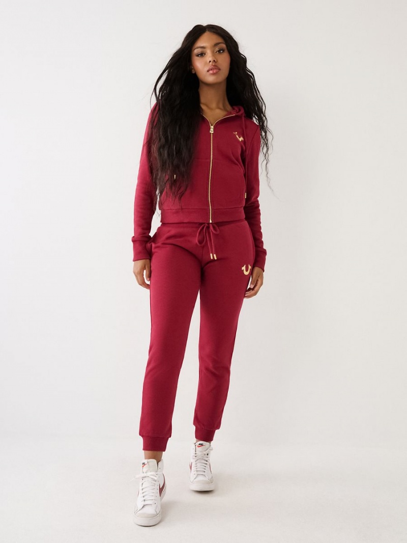 Pantalones Jogger True Religion Logo Cranberry | 12COBXQAF