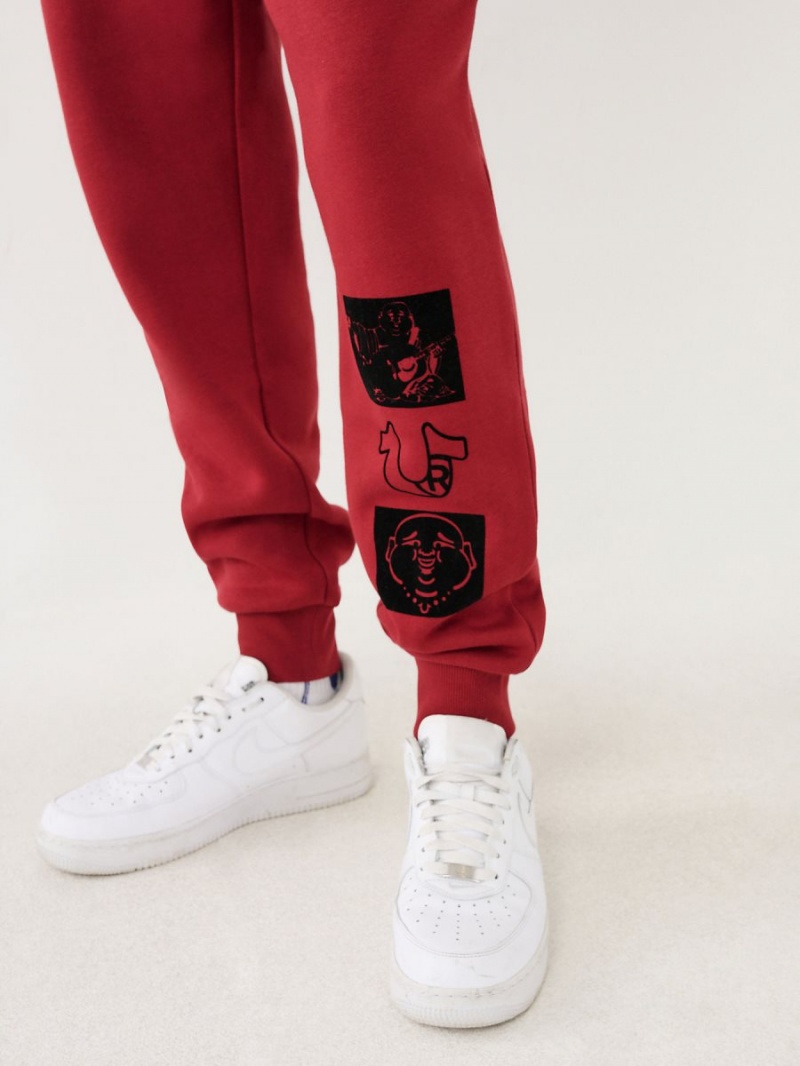 Pantalones Jogger True Religion Logo Rojas | 82NYAMKDP