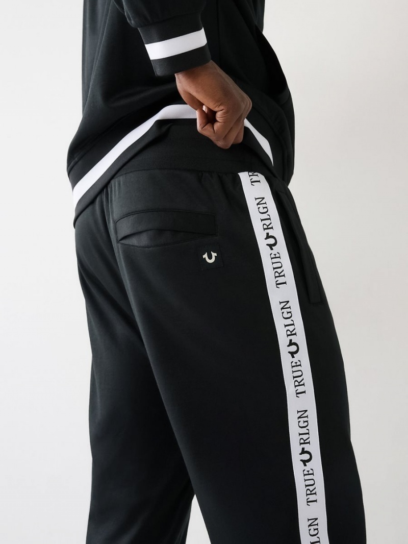 Pantalones Jogger True Religion Logo Trim Pista Negras | 39CWKPXFH