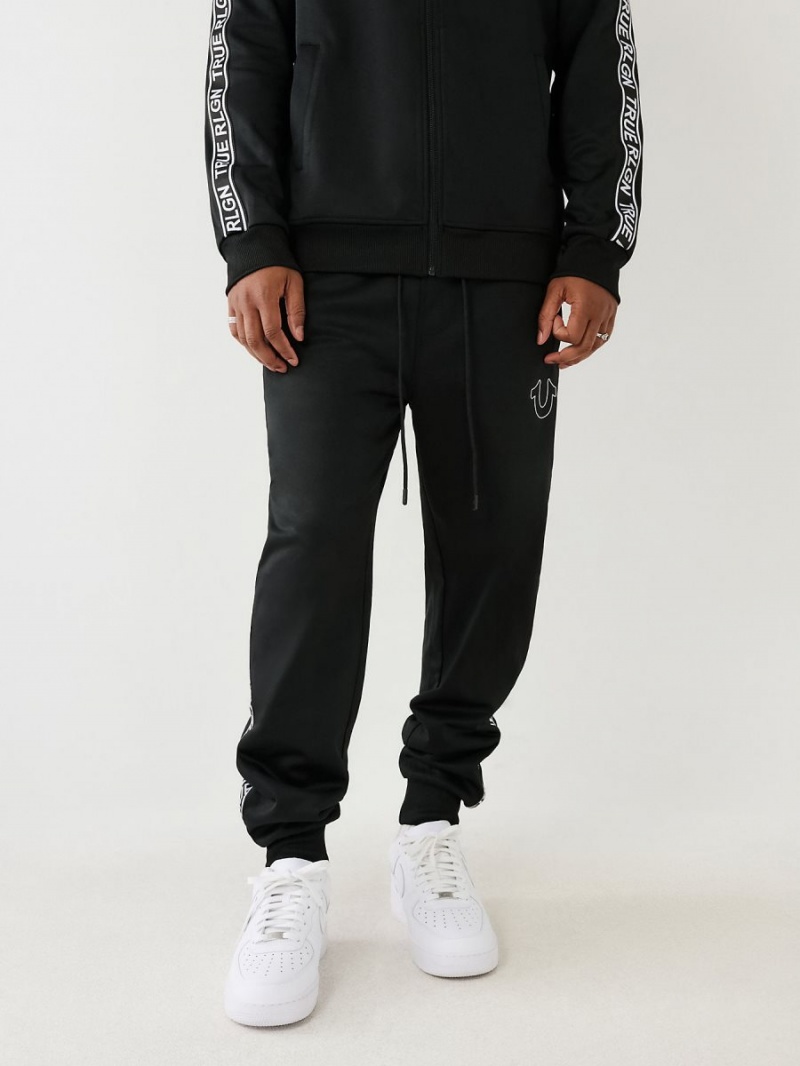 Pantalones Jogger True Religion Logo Trim Pista Negras | 07MOSFZTD