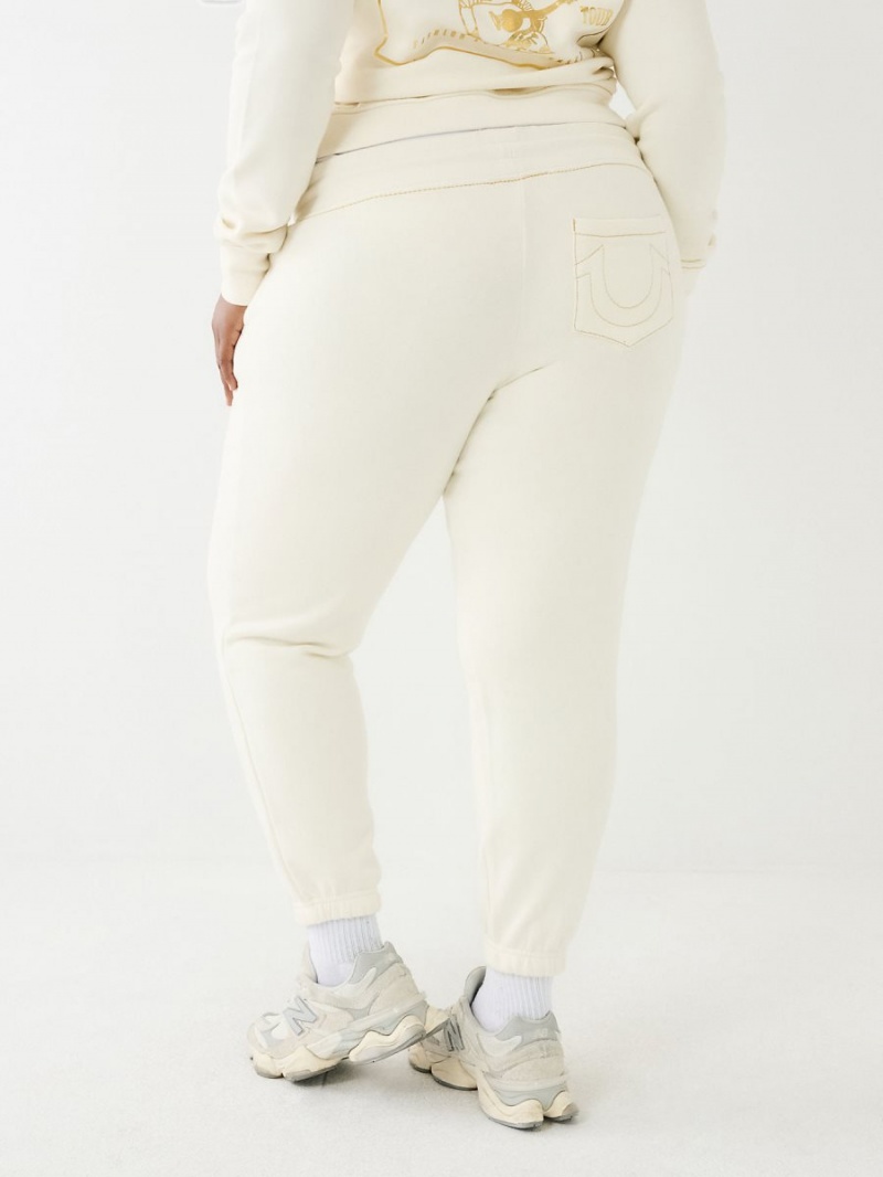 Pantalones Jogger True Religion Lurex Big T Logo Blancas | 54SMKBADY