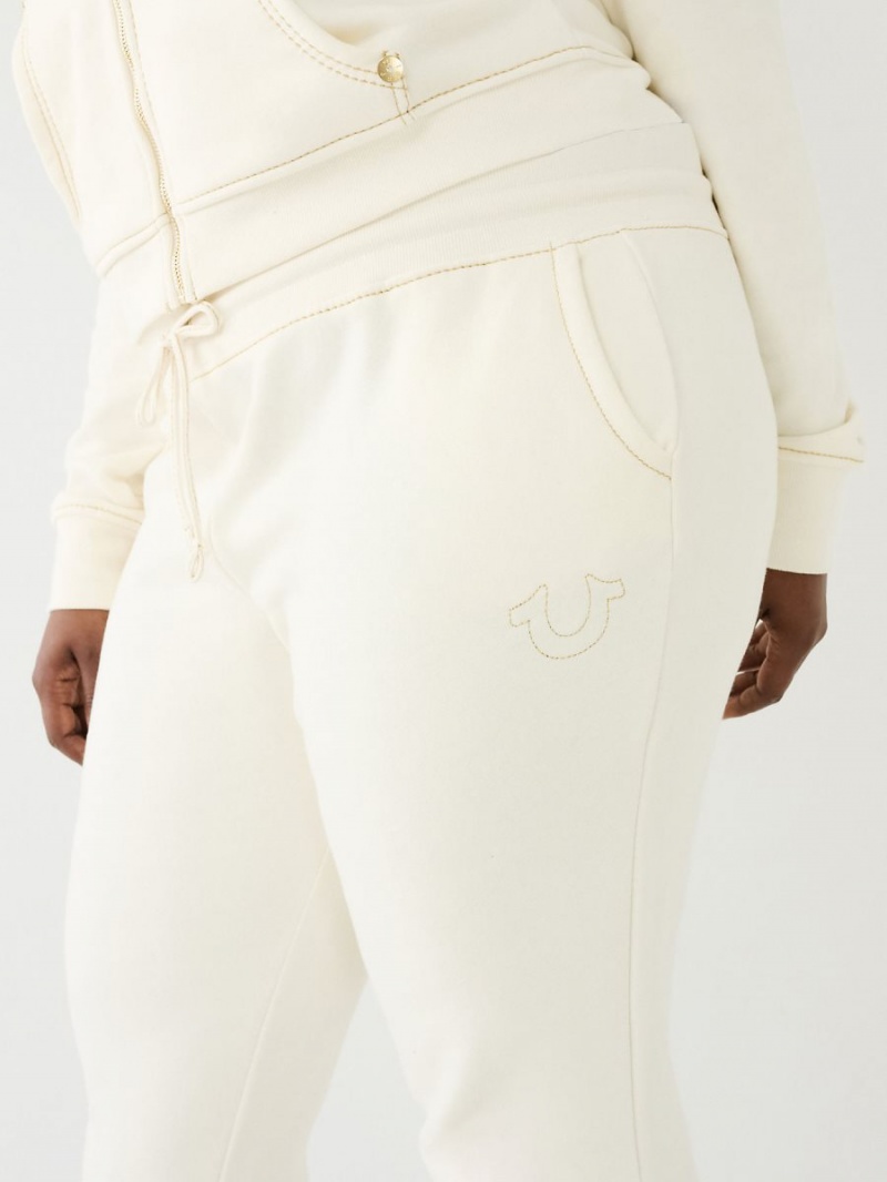 Pantalones Jogger True Religion Lurex Big T Logo Blancas | 54SMKBADY