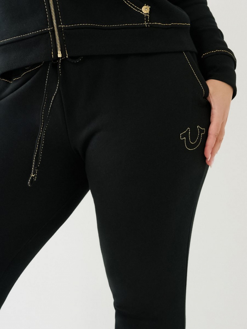 Pantalones Jogger True Religion Lurex Big T Logo Negras | 84SBKZHTP