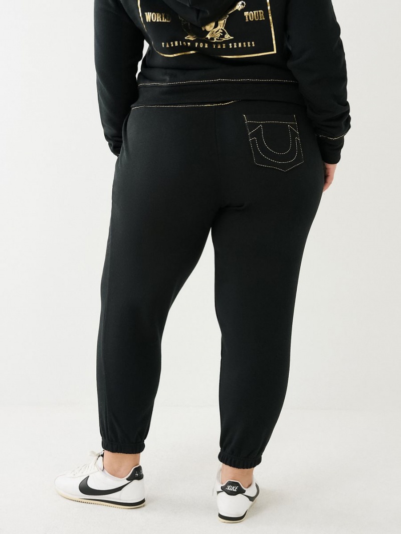 Pantalones Jogger True Religion Lurex Big T Logo Negras | 84SBKZHTP