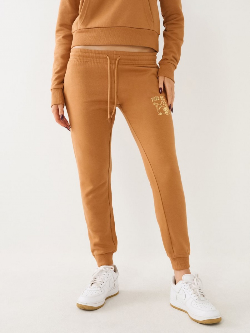 Pantalones Jogger True Religion Metallic Buddha Logo Fleece Naranjas | 39FHJAQLV