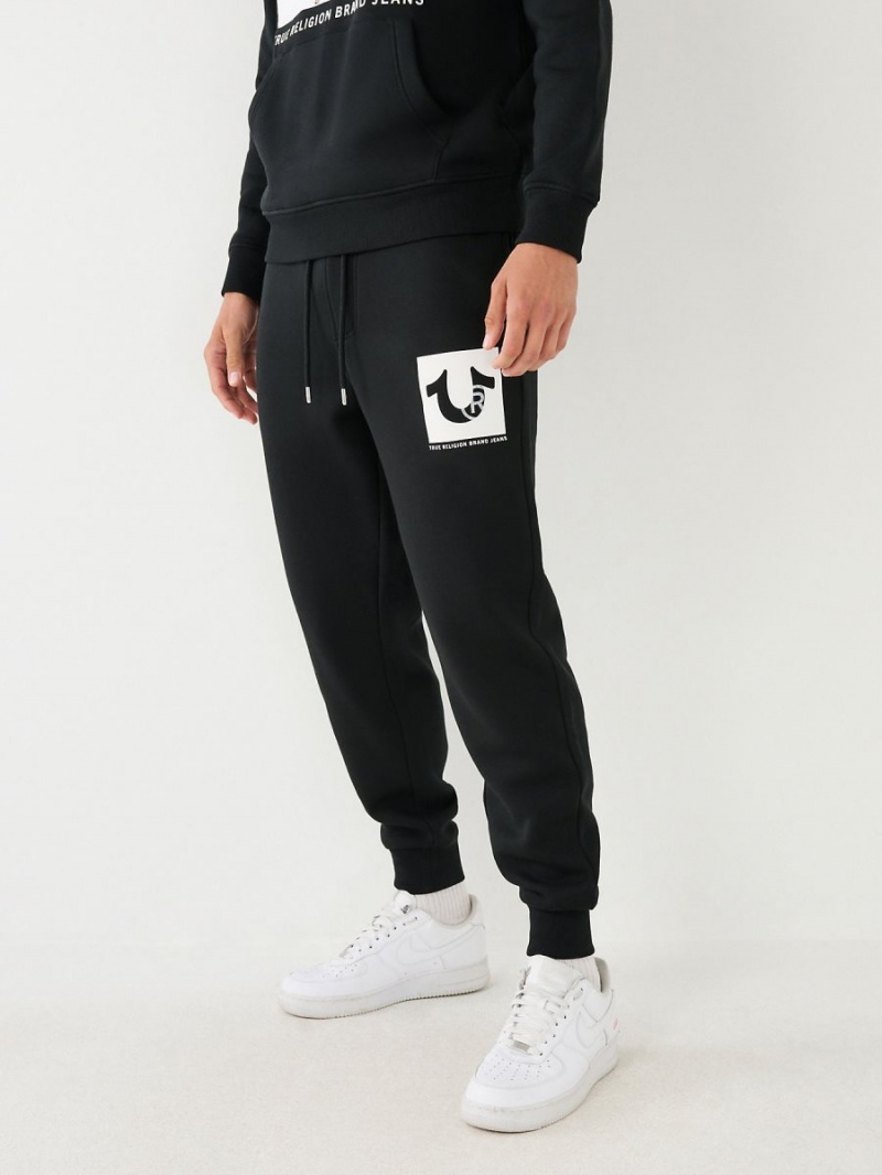 Pantalones Jogger True Religion Studded Logo Negras | 54KAWXIBM