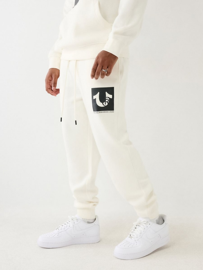 Pantalones Jogger True Religion Studded Logo Blancas | 53YSTPAZQ