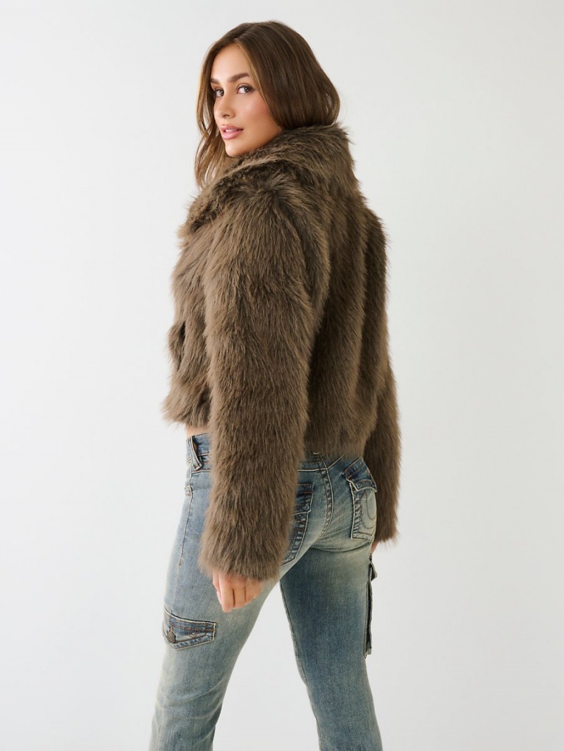 Ropa De Abrigo True Religion Faux Fur Corta Coat Chocolate | 52NGDKFSV