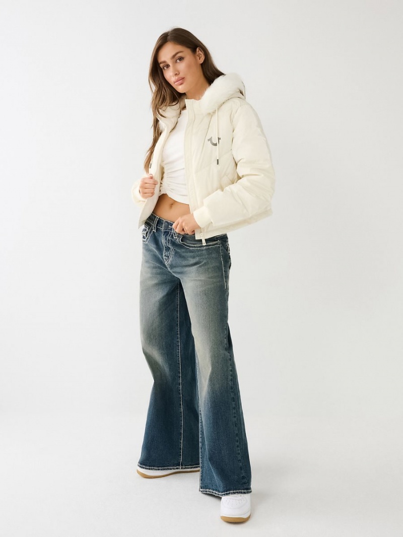 Ropa De Abrigo True Religion Faux Fur Encapuchado Puffer Blancas | 31GSPYHWN